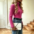 thumbnail image 5 of DORKASM Women's Sweaters Turtleneck Lightweight Fashion Sweaters Long Sleeve Ribbed Knit Slim Fit Comfy Blouses Fall Winter Trendy Stretch Pullover Hot Pink L, 5 of 5