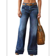 thumbnail image 2 of Wide Straight Leg Mid Rise Baggy Pocket Denim Jeans Without Belt Dark Blue M, 2 of 9