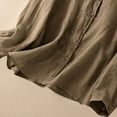 thumbnail image 6 of Shirts for Women Embroidered Floral Printed Turndown Collar Solid Color Long Sleeve Shirts with Pocket Khaki L, 6 of 6