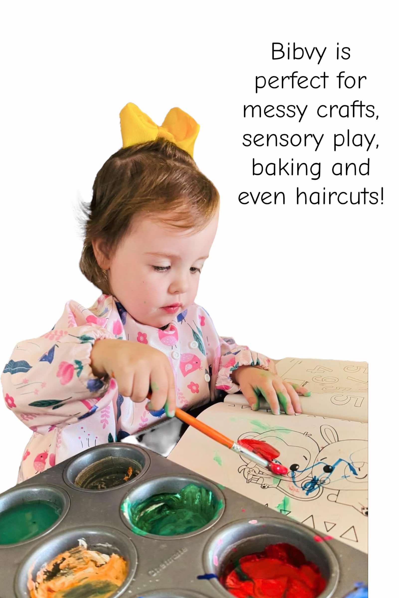 Bibvy Mess Proof Baby Bibs, Toddler Feeding, Silicone Catcher, Chair Attaching, Waterproof, 6-36 Mos