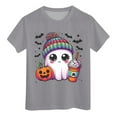 thumbnail image 5 of HCNTES Toddler Boys Girls Halloween Shirts Pumpkin T Shirt Kids Short Sleeve Cute Graphic Tee Tops(12-13 Years,O77-Grey), 5 of 5