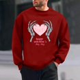 thumbnail image 1 of TaTaai Men's Valentine Heart Print Long Sleeve Round Neck Pullover, Valentine's Day Gift, Casual Sports Activewear Top Gift, 1 of 6