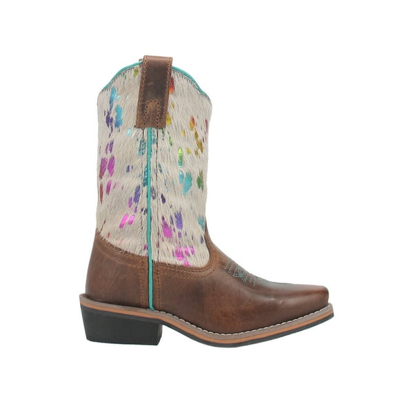 Dan Post Boots Girls Rumi Cow Metallic Square Toe Cowboy Mid Calf Boots