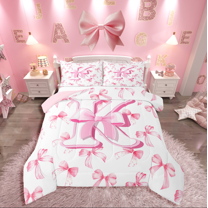 Manfei Kawaii Bowknot 2pcs Twin Comforter Set,Letter Personalized,Ultra Soft Teen Bedding