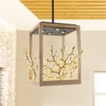 thumbnail image 2 of Parrot Uncle 19" Farmhouse Browm LED Caged Chandelier, Dining Room Wood Caged Chandelier, 2 of 4