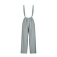 thumbnail image 4 of Women Dungarees Summer Bib Overalls Loose Sleeveless Jumpsuits Wide Leg Trousers Pants Pockets Holiday Beach Long Playsuit Suspender Casual Playsuit with Pocket, 4 of 6