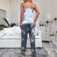thumbnail image 4 of Gibobby Pijamas para mujer Conjunto de pijama para mujer Pijamas de satén de seda Conjunto de ropa de dormir largo de 2 piezas Ropa descanso(Azul claro,CH), 4 of 5