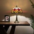 thumbnail image 3 of Tiffany Table Lamp  Stained Glass Red Tulips Included LED Bulb For Living Room Bedroom Bedside 12"W*12"D*19"H, 3 of 9
