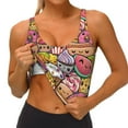 thumbnail image 4 of Haiem Fruit-Flavored Ice-Cream Pattern Womens Sports Bra - U Neck Padded Low Impact Yoga Bra Workout Crop Top Gym Moisture-Wicking Workout Vest -X-Large, 4 of 9