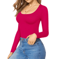 thumbnail image 3 of T-shirt Tunique pour Femmes à Encolure Dégagée, Manches Longues, Coupe Ajustée, Rose, TTG, 3 of 9