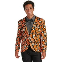 Disney Mickey Mouse Pumpkin Glow-in-the-Dark Half Suit and Light-Up Tie Costume for Adults, Size Medium