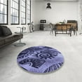 thumbnail image 4 of Ahgly Company Machine Washable Indoor Round Transitional Blue Area Rugs, 5' Round, 4 of 7