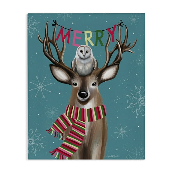 Stupell Industries Woodland Merry Creatures Holiday Painting Gallery Wrapped Canvas Art Print Wall Art, 16 x 20