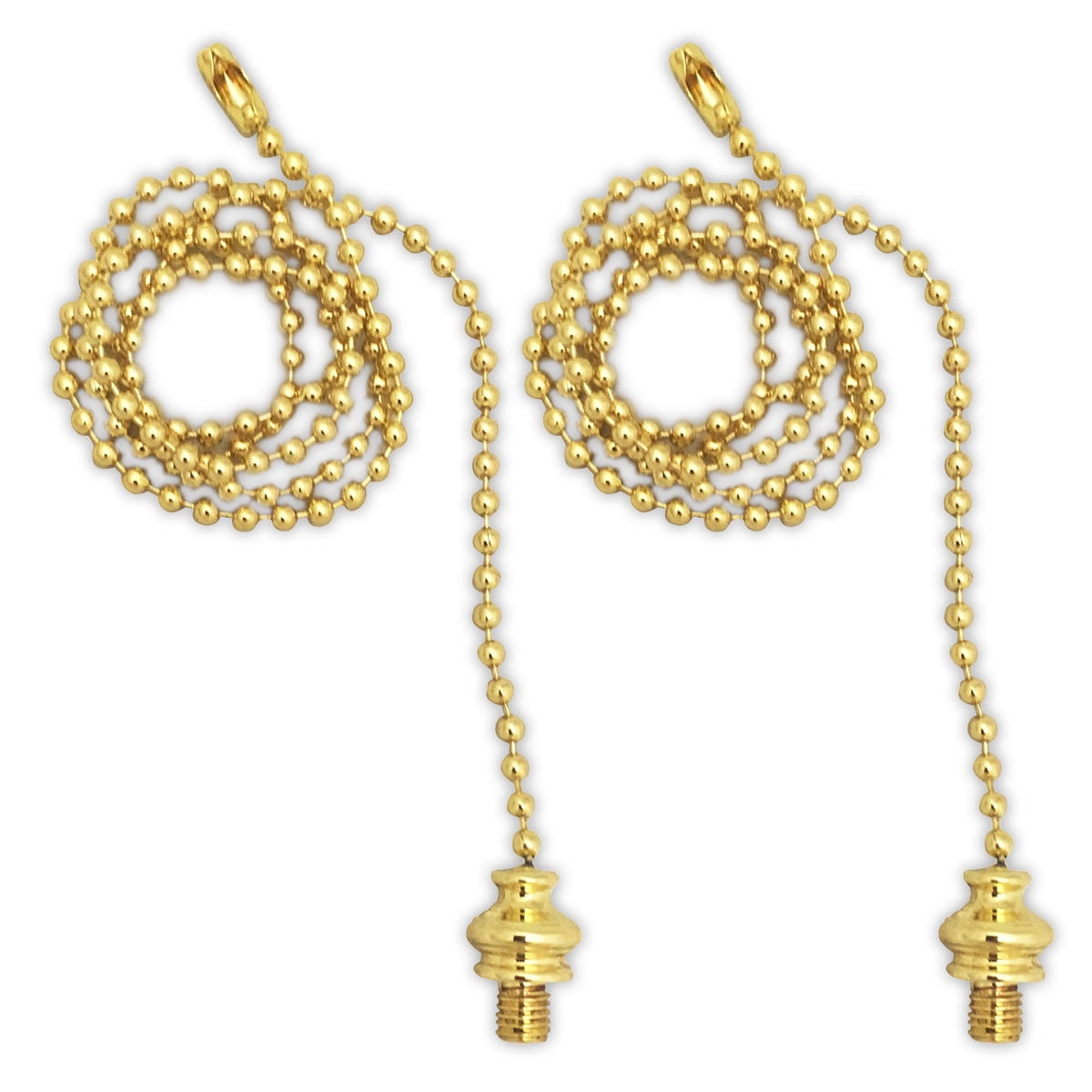 Royal Designs Polished Brass Fan Pull Chain with Finial Adapter 2pk FP
