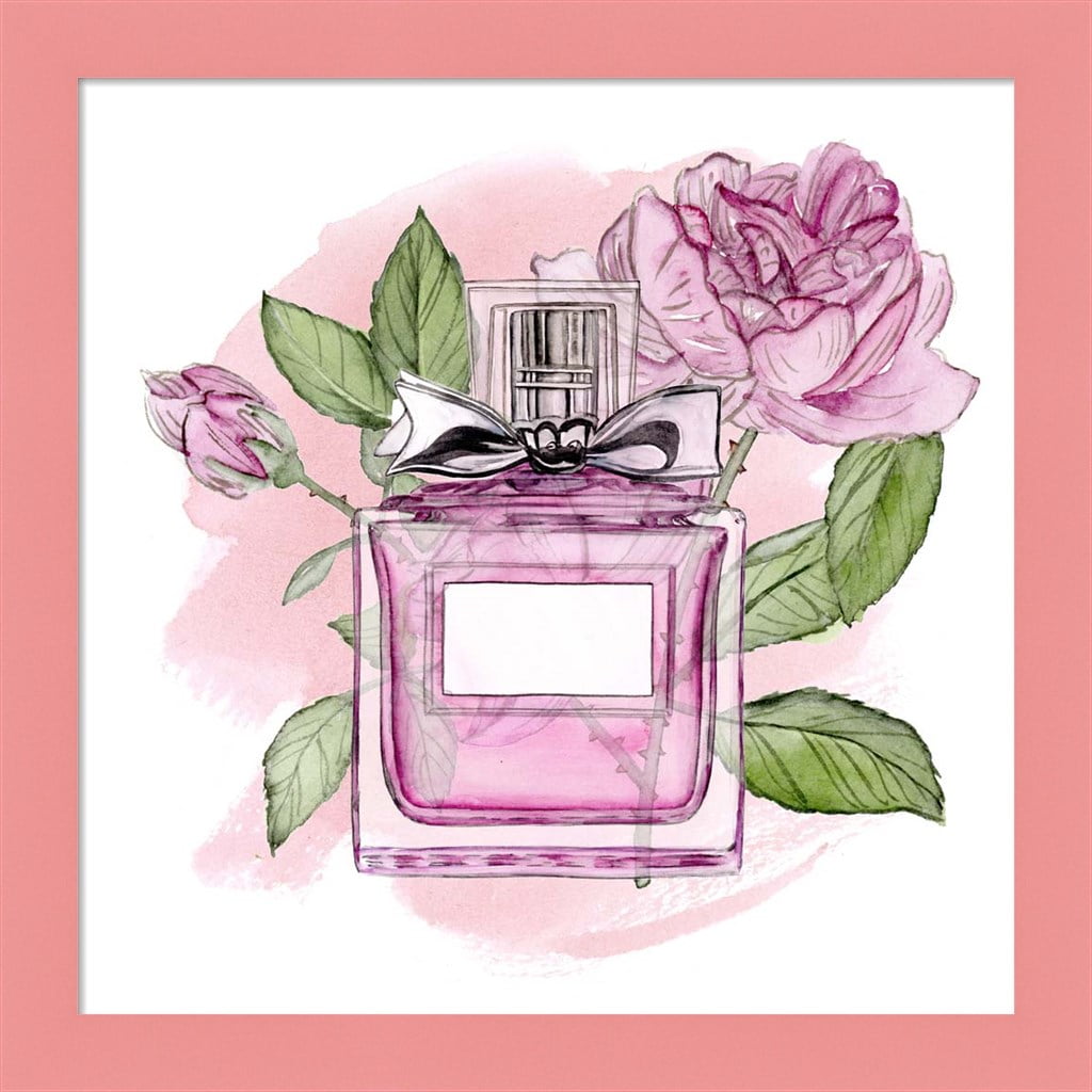 Pink Floral Scent II Framed Art for Kids, 14x14