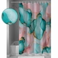 thumbnail image 3 of Abstract Teal Shower Curtain Set ，Waterproof Fabric Shower Curtains Pink Fluid Art Marble Stone Texture Modern Shower Curtains for Bathroom,Bathroom Decor 36"x72", 3 of 6