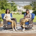 thumbnail image 4 of PARKWELL Outdoor Wicker Swivel Glider Chairs Set of 2,All-Weather Rattan Swivel Rocker Lounge Chair with Thick Navy Cushions for Porch Balcony Backyard,Brown Wicker, 4 of 9