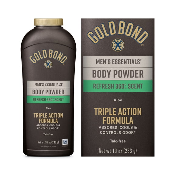 Gold Bond Men's Essentials Talc Free Body Powder, 10 oz., Refresh 360 Scent, Body Powder for Men, Wetness Protection
