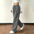 thumbnail image 5 of Women's Corduroy Wide Leg Long Pants Elastic Drawstring Waist with Pockets Soft Stretchy Loose Fit Casual Full Length Trousers for Fall Winter Gray, 5 of 7