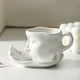 thumbnail image 3 of Juego de tazas para besar, taza de café de cerámica con platillo y cuchara, taza facial creativa, tazas de té de arte abstracto, regalo romántico para esposa y novia, 3 of 5