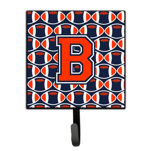 Letter B Football Orange Blue and white Leash or Key Holder