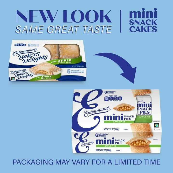 Entenmann's Apple Snack Pies, 6 Count, Mini Pies, 12 oz (2 Boxes Offer)