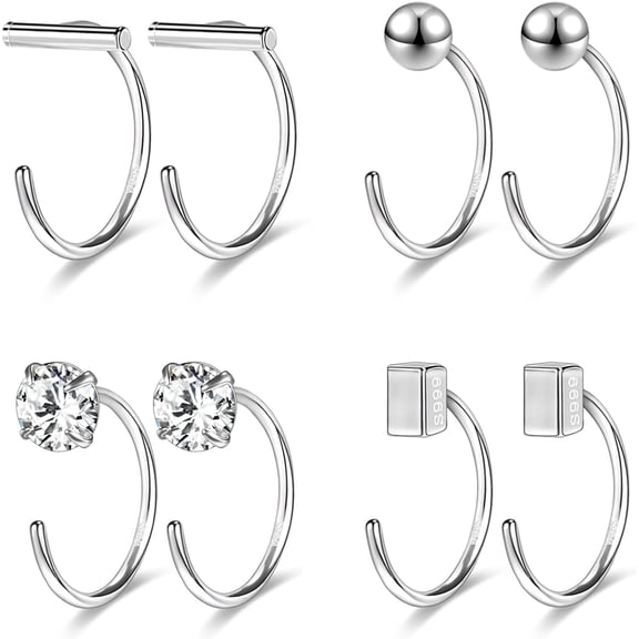 Half Hoop Earrings 925 Sterling Silver Tiny Huggie Hoop Small Comfy Half Hoop C Hoop Earrings For Women[Z8010]