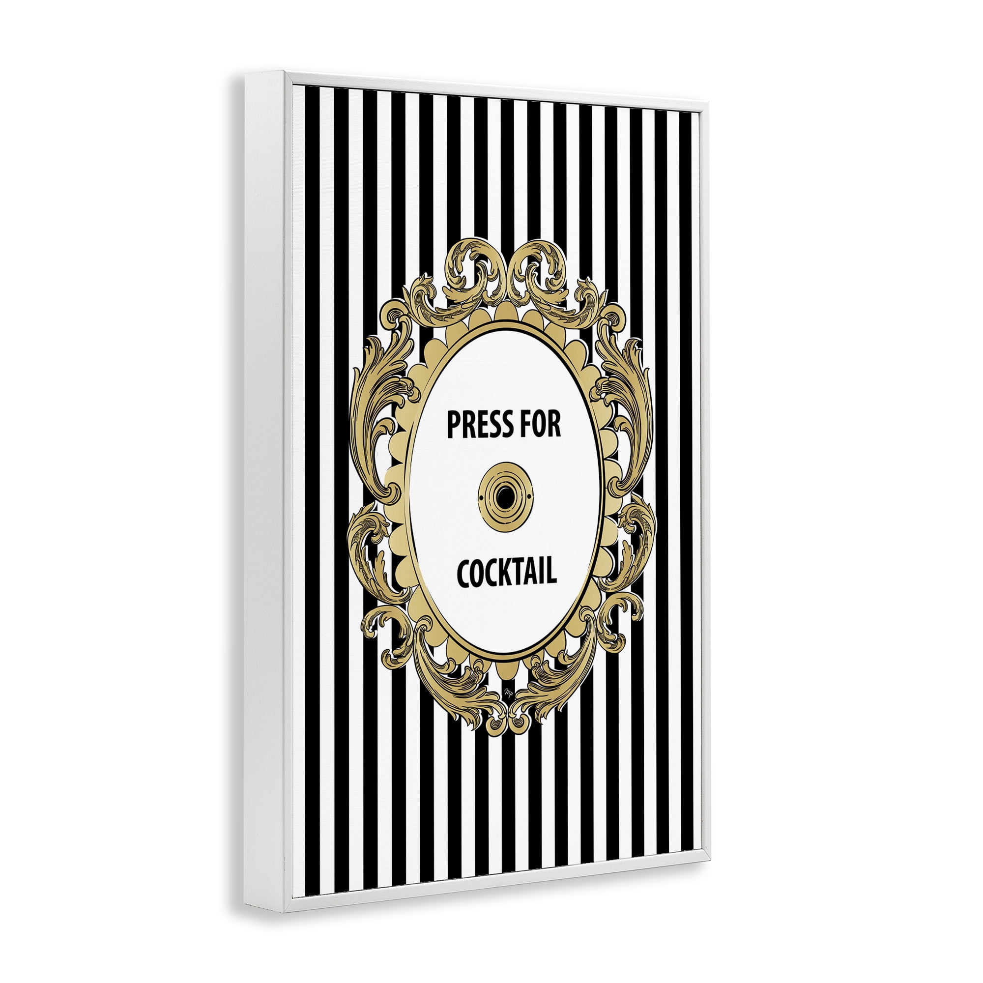 Stupell Industries Press For Cocktail Celebration White Framed Giclee Art, design by Martina Pavlova