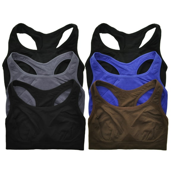 Angelina Seamless Double Layer Racerback Sports Bras (3 or 12 Pack)