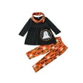 thumbnail image 1 of ZAXARRA Girls Halloween Clothes Set, Tops+Pumpkin Print Trousers+Scarf, 1 of 9