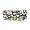 thumbnail image 4 of Sterling Silver w/14k Antiqued Leaves & Flowers Band, 4 of 5