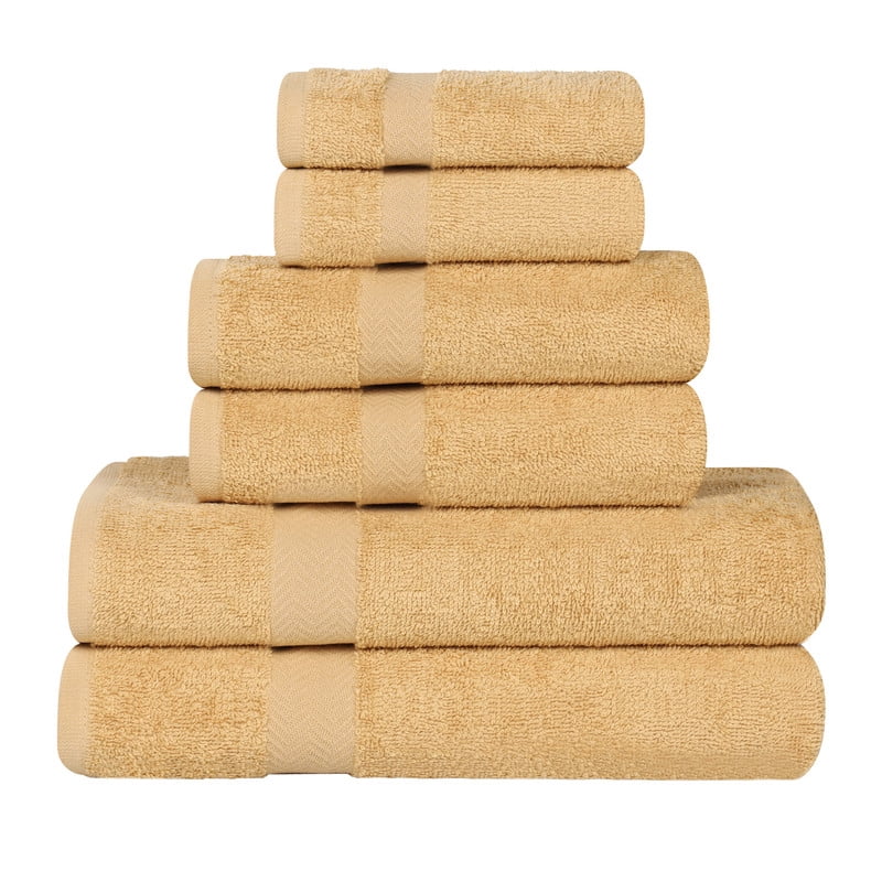 Superior Franklin 6-Piece Cotton Towel Set, Super Soft Quick Dry Fade Resistant Towels, Gold