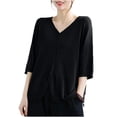 thumbnail image 2 of Karymi Blouses for Women Dressy Casual V Neck Lightweight Knit Cardigan, 3/4 Sleeve Open Front Button Down Loose Layering Sweater Top Womens Blouses, 2 of 5