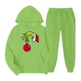 thumbnail image 1 of Chandail de Noël Abordable Corashan Chandail de Noël Laid pour Femme Mode Décontractée Col Rond Chandail à Capuche avec Manches Amples Imprimées et Col Rond Ensemble Deux Pièces Rose, 3TG, 1 of 3