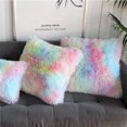 thumbnail image 2 of Decoración de habitación de niña, almohadas esponjosas para cama, funda de cojín de piel sintética suave, sofá rosa arcoíris, bonita funda de almohada decorativa, juego de 2 piezas, cuadrada, 16 x 16 JAMW Sencillez, 2 of 3