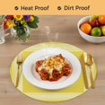 thumbnail image 4 of Yellow Greek Key Round 13 Inch Placemats Set of 2, Geometric Greece Ancient Farmhouse Geo HeatResistant Non Slip Place Mats for Dining Table, Wipeable Braided Kitchen Table Mats for Housewarming, 4 of 9