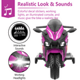 thumbnail image 4 of Werseon 12V Motorcycle for Kids, Battery Powered Ride-on Toy with Lights, Sounds, Training Wheels, Bluetooth, Ages 3+, Purple, 4 of 13