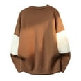 thumbnail image 5 of Men's Color Block Sweater Crewneck Long Sleeve Ribbed Knitted Pullover Tops Coffee L, 5 of 8