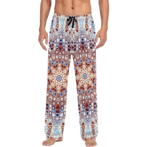 Mandala Pattern Ghost Pajama Pants, Men's Lounge Pants Light with Drawstring and Pockets, Christmas New Year Birthday Father's Day Gifts