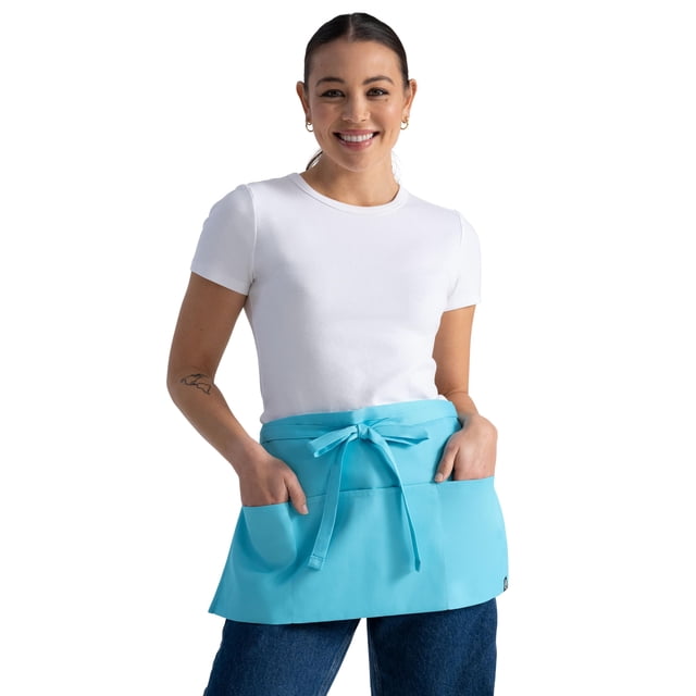 Delantal Chef Works unisex con cintura turquesa y bolsillos