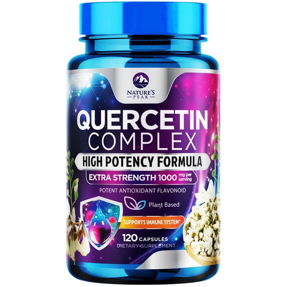 Quercetin Supplement 1000mg - Natural, Plant-Based Support for Immune, Cellular, Respiratory & Seasonal Changes - Extra Strength Quercetin Dihydrate from Sophora Japonica - 120 Veggie Capsules