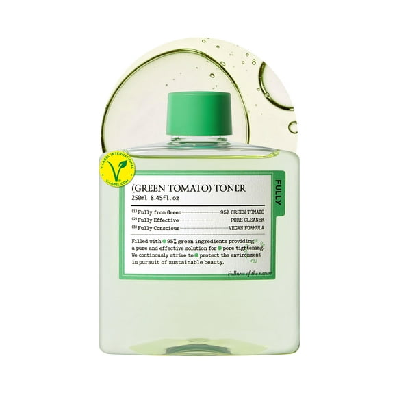 Tónico reafirmante de poros de tomate FULLY Green, 250 ml con 95% de extracto
