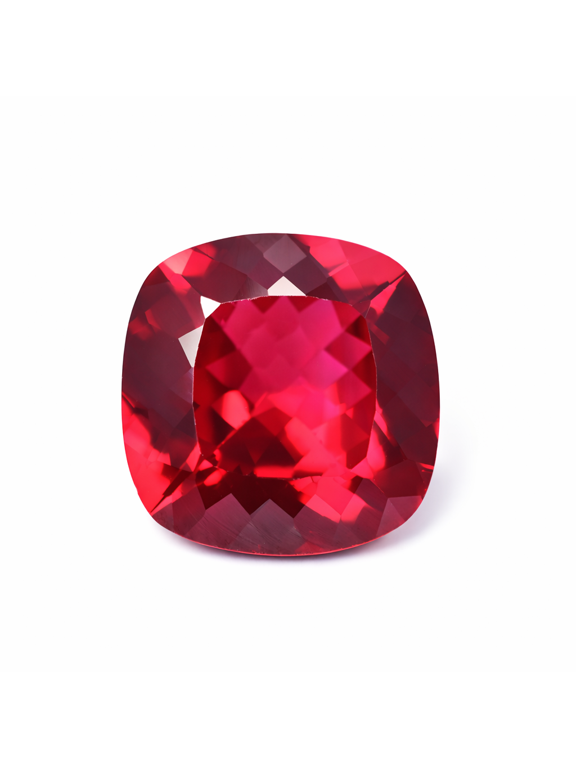 Gemsgrowth Natural Red Ruby Loose Gemstone, 14 Carat, Square Cushion, Certified, for Jewelry Making, Pendant, Ring, Necklace, Engagement
