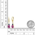 thumbnail image 2 of Gem Stone King 18K Yellow Gold Plated Silver Pink Created Sapphire and Blue Created Sapphire Dangle Earrings for Women with Lab Grown Diamond (2.53 Cttw, Oval 9X7MM), 2 of 3