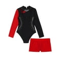thumbnail image 6 of Aislor Leotard for Girls Gymnastics Activewear Dance Bodysuit 2-Piece Tumbling Outfit with Shorts Size 4-14 Red 14, 6 of 7