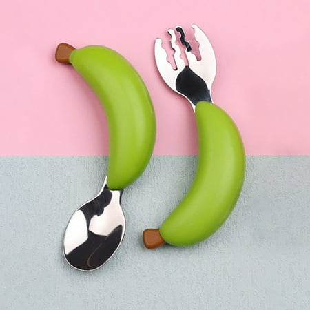 

LnjYIGJ New Children s Tableware Baby Silicone Tableware Two Piece Set Spoons