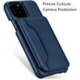 thumbnail image 3 of Double Magnetic Buttons Wallet Case for iPhone 11 Pro 5.8 inch, Premium PU Leather Case with Card Slot Holder Kickstand Bumper Shockproof Protective Back Flip Cover for iPhone 11 Pro - Blue, 3 of 13