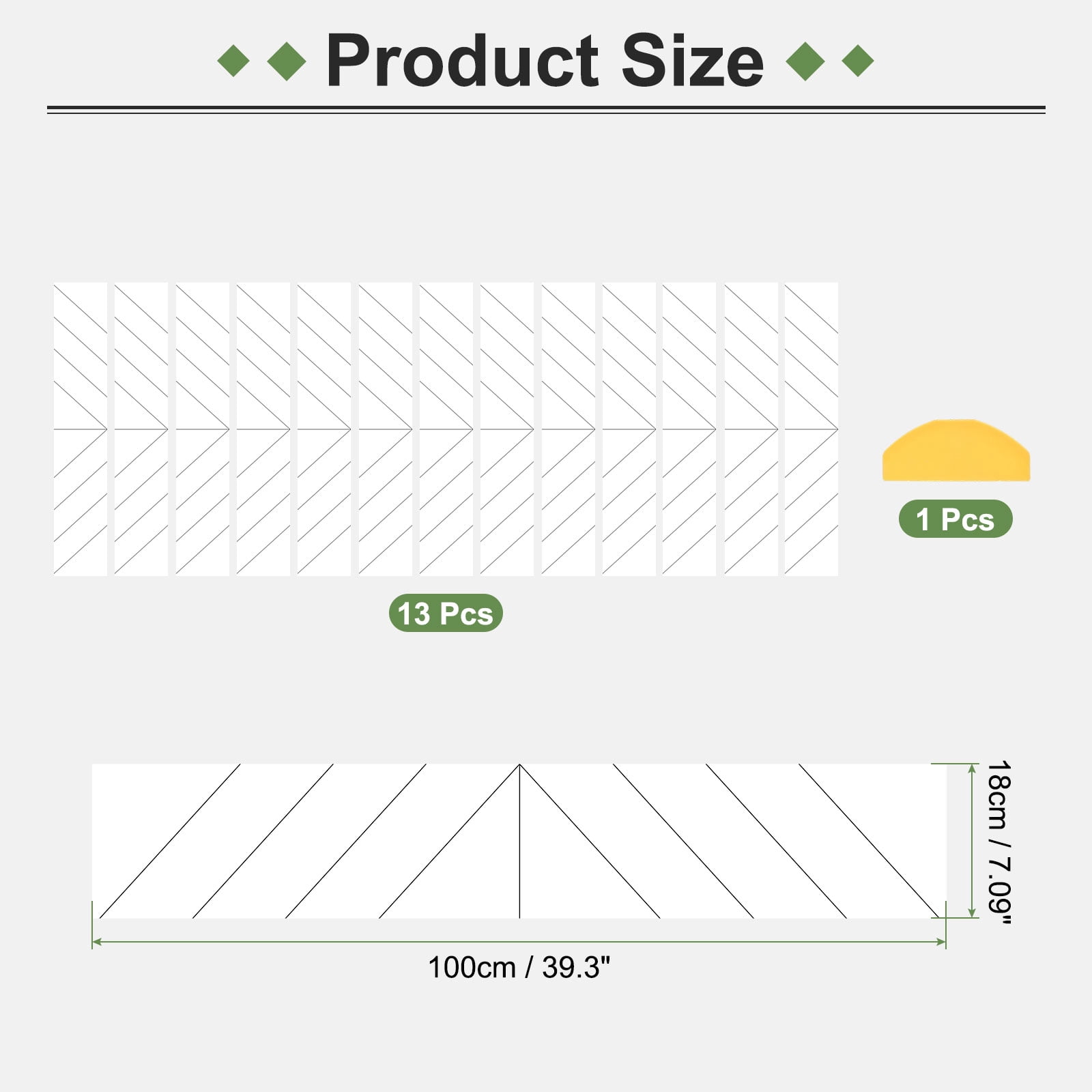 Uxcell 13 Strips Peel and Stick Stair Riser Stickers, 39.37"x7.09" Self-Adhesive Vinyl Scandinavian Stair Covers Riser Decals with Scraper for Stairway Steps, White Herringbone