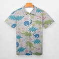 thumbnail image 3 of Cartoon Dinosaur Men Zipper T-shirt Summer Casual Short Sleeve T-shirt Top, 3 of 7