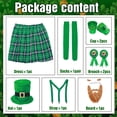 thumbnail image 5 of ‌Alaiyaky 9 Pcs St Patrick's Day Costume Set Irish Plaid Green Kilt Suspenders Faux Mustache Sock Hat Cup Badge for Irish Party Decor, 5 of 7